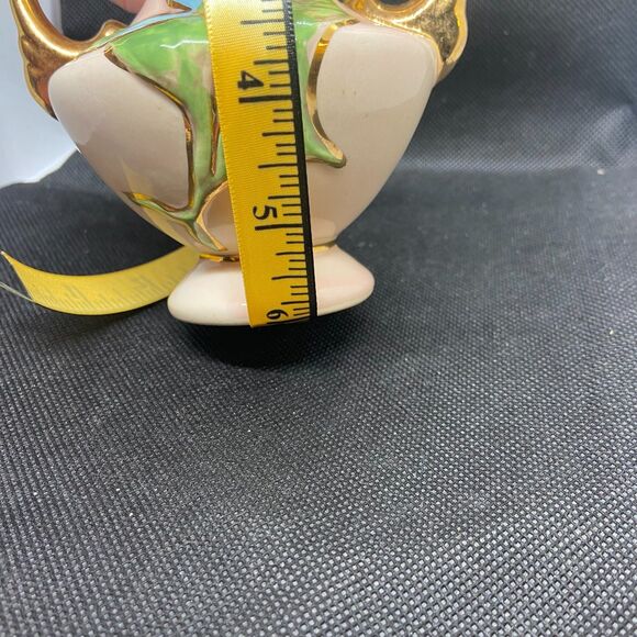 vintage hull art pottery magnolia vase 1940s pink  gold double handle 6in collec - Picture 5 of 6